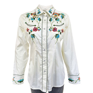 Rockmount Women's White Floral Embroidery Western Shirt