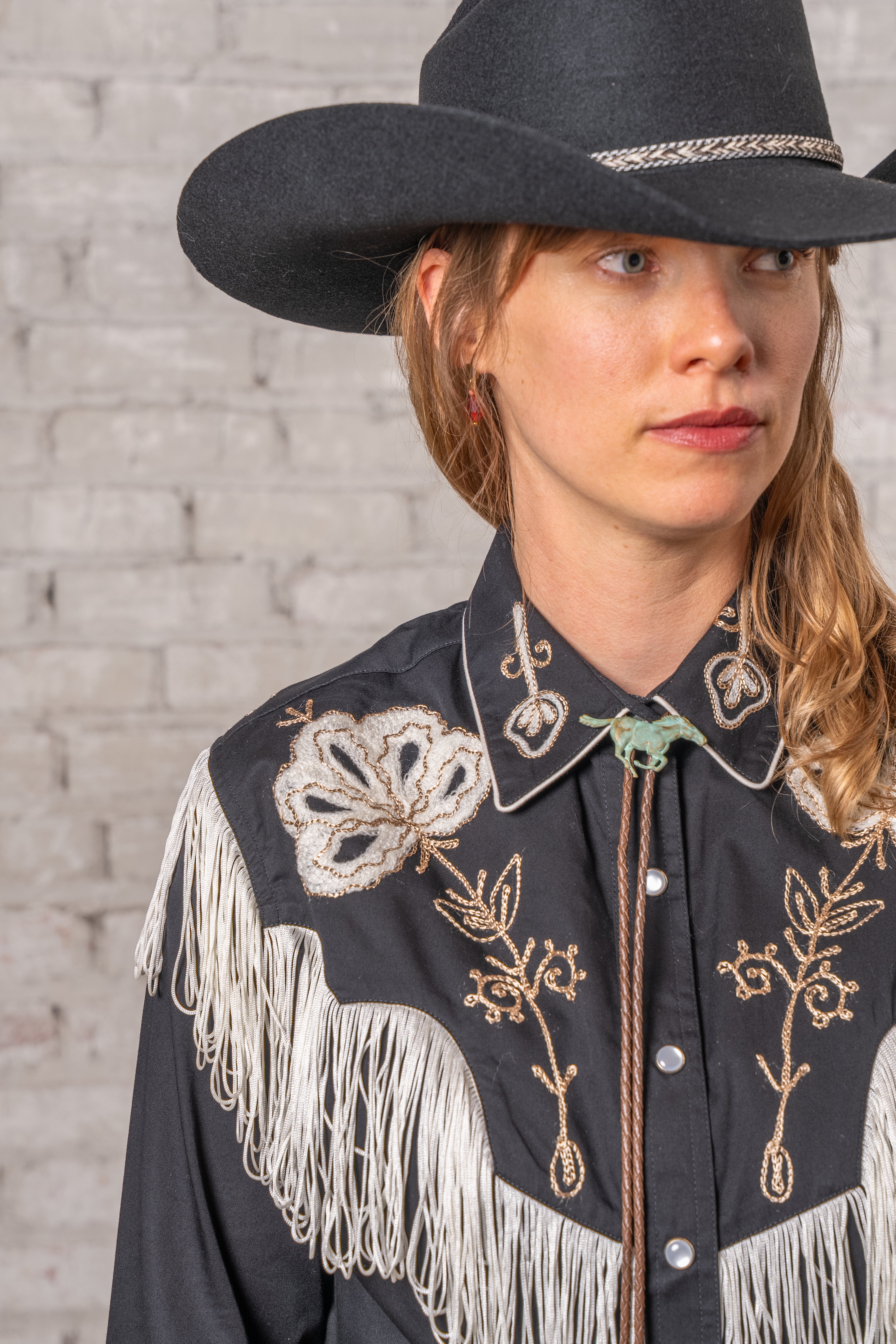 Rockmount Women's Black Fringe Embroidered Western Shirt