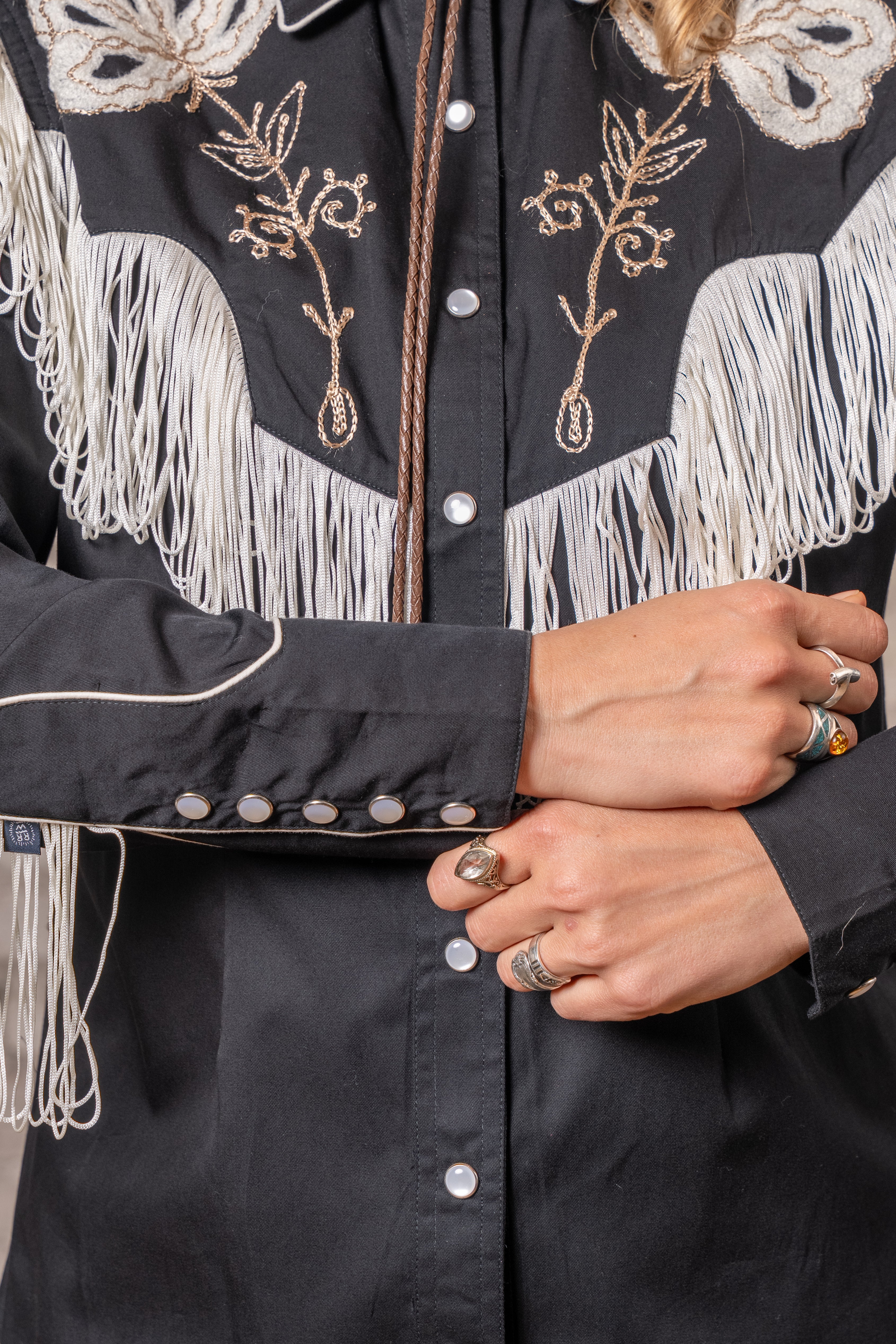 Rockmount Women's Black Fringe Embroidered Western Shirt