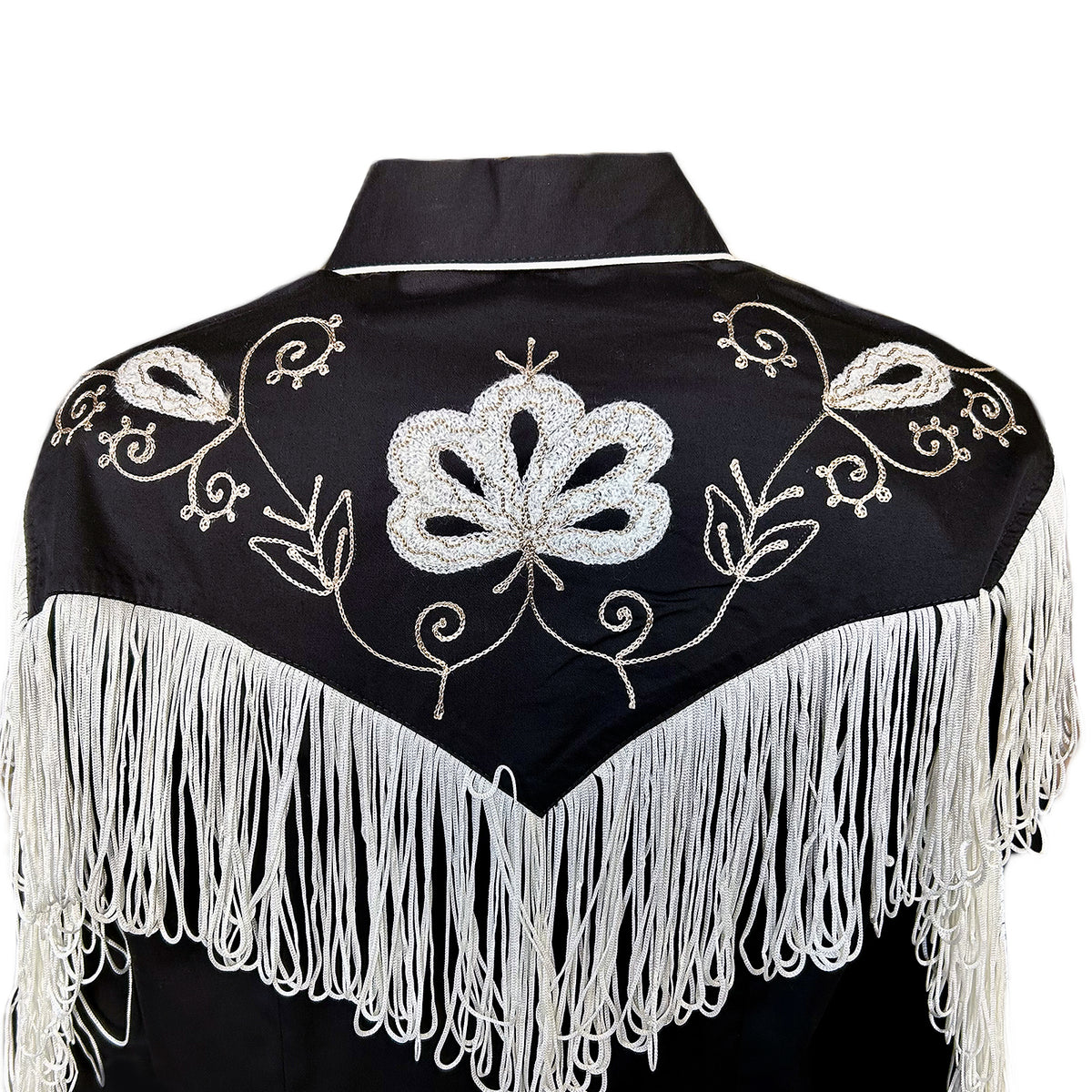 Womens Fringe Black Embroidered Western-style Blouse 44181 main image 0