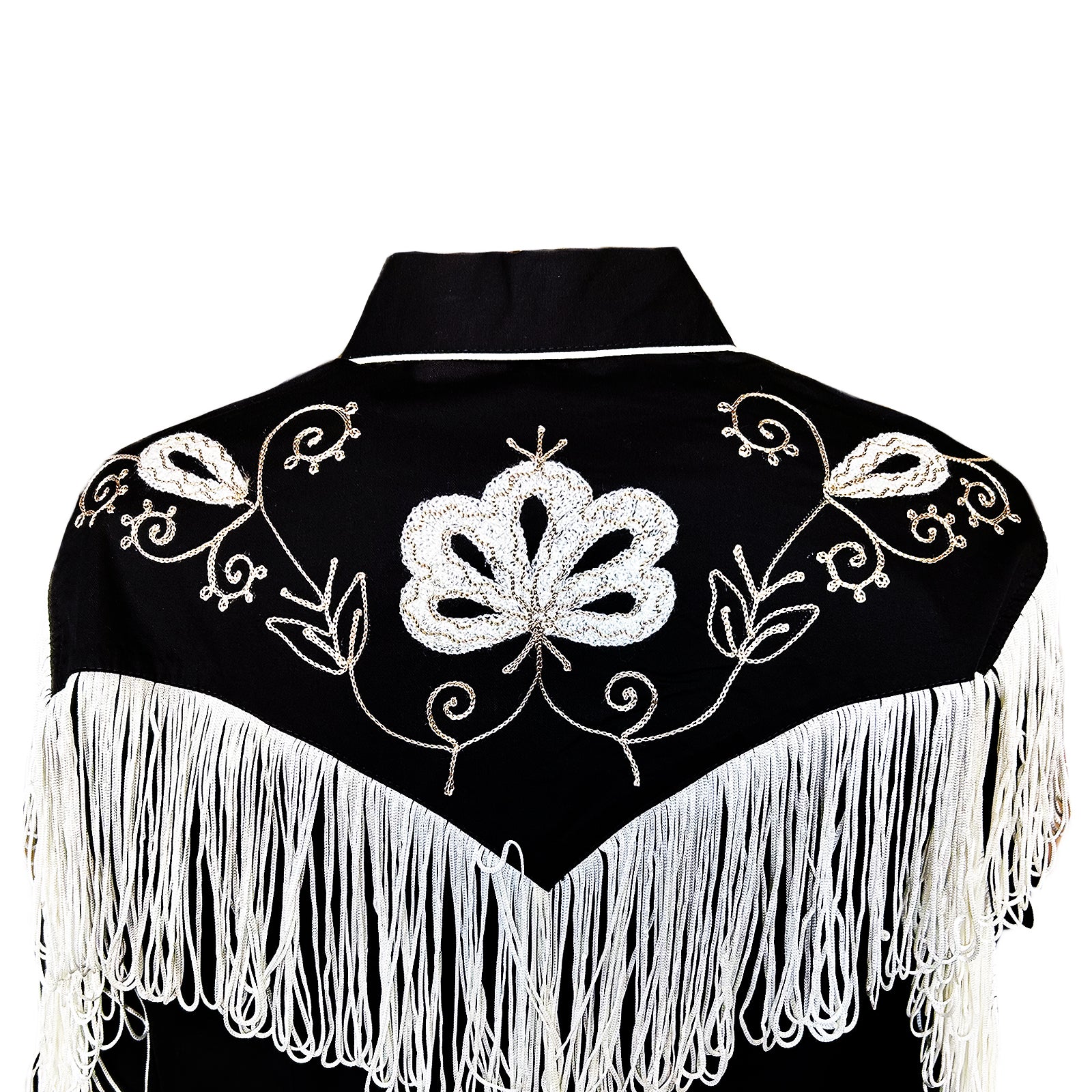 Women's Vintage Black Fringe Embroidered Western Shirt