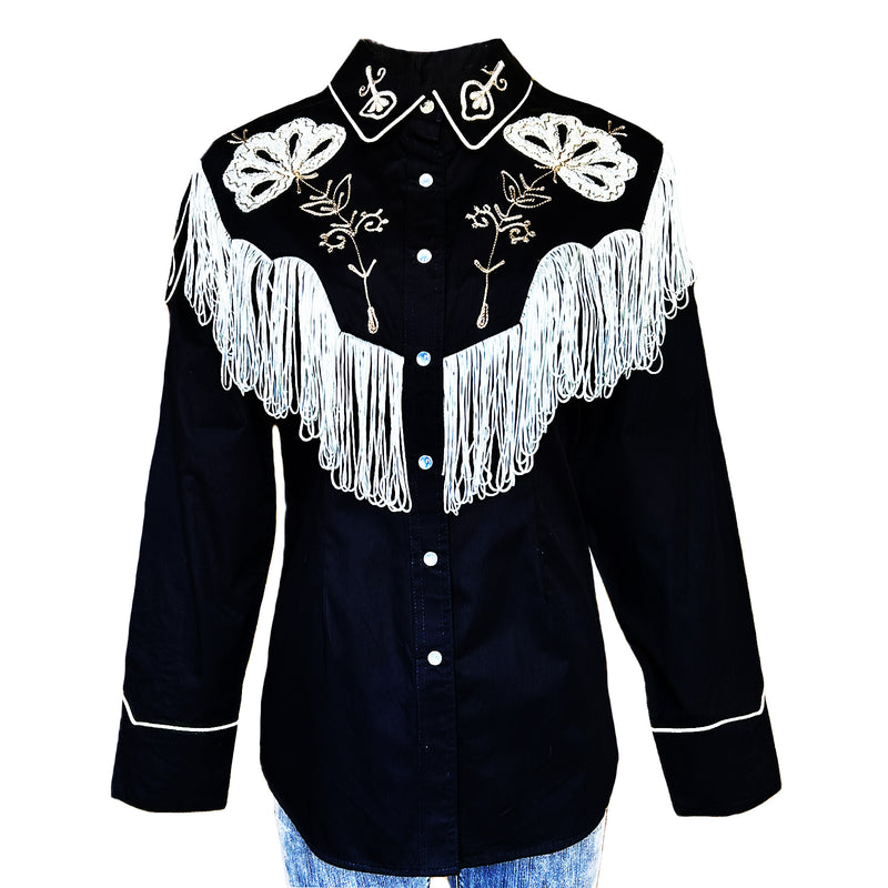 Rockmount Women's Black Fringe Embroidered Western Shirt
