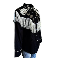 Women's Vintage Black Fringe Embroidered Western Shirt