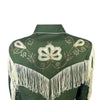 Women's Vintage Green Fringe Embroidered Western Shirt