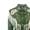 Women's Vintage Green Fringe Embroidered Western Shirt