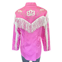 Women's Vintage Pink Fringe Embroidered Western Shirt