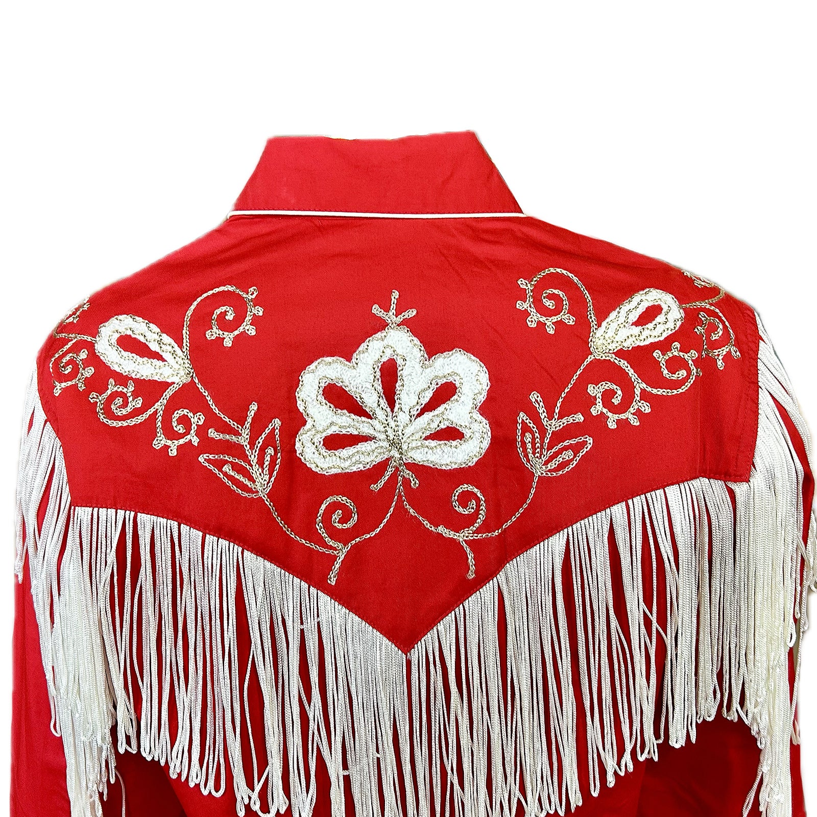 Women's Vintage Fringe Red Embroidered Western Shirt