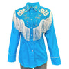 Women's Vintage Fringe Turquoise Embroidered Western Shirt