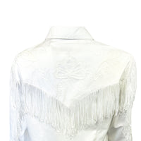 Women's Vintage White Fringe Embroidered Western Shirt