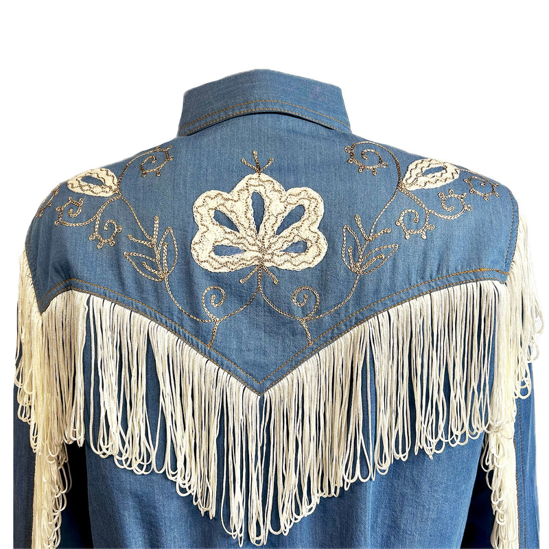 Women's Vintage Fringe Denim Embroidered Western Dress