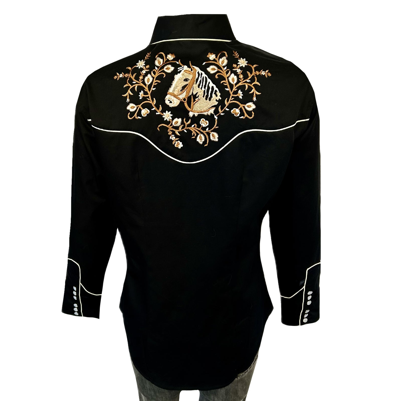 Rockmount Women's Black Horse Head Embroidered Western Shirt