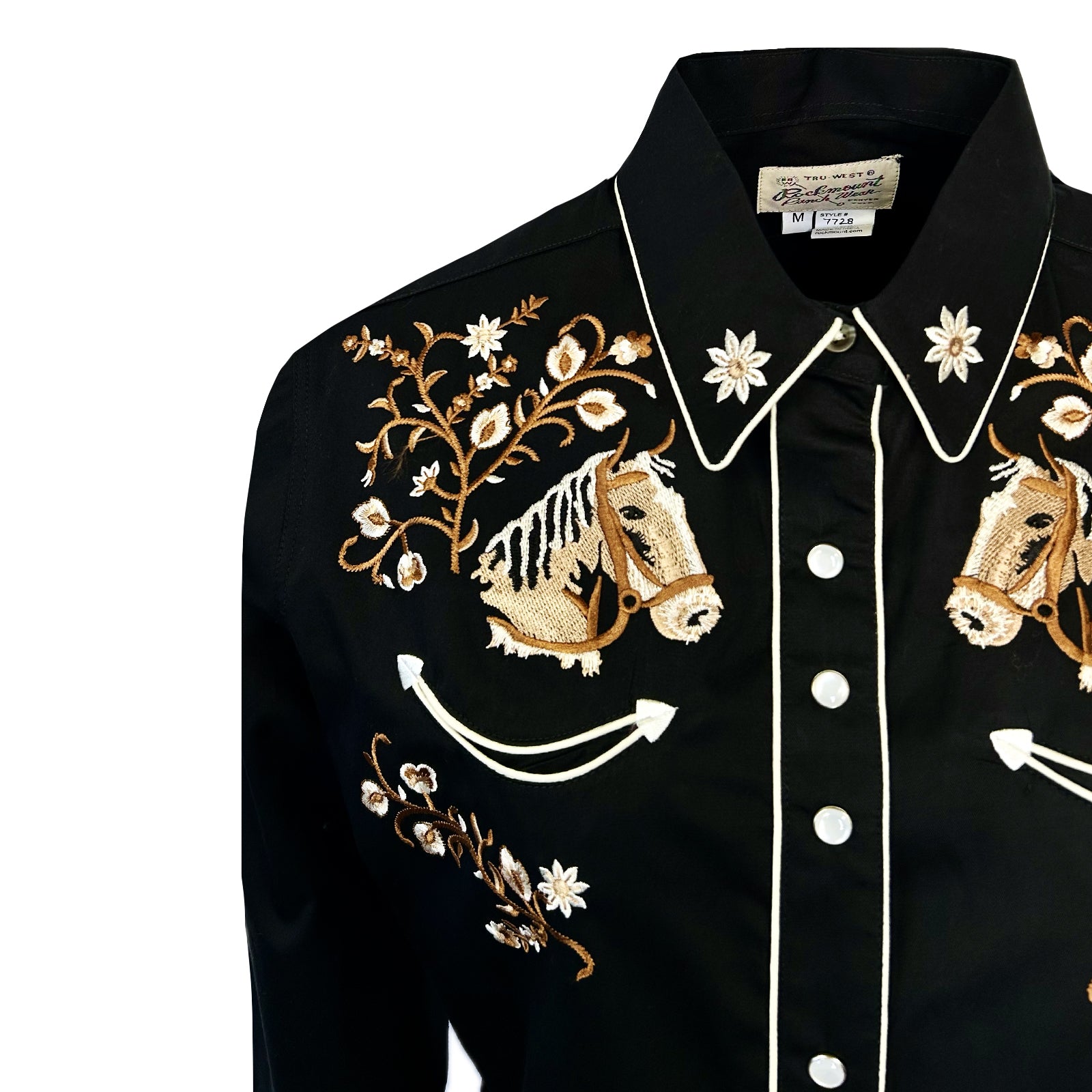 Rockmount Women's Black Horse Head Embroidered Western Shirt