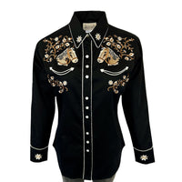 Women’s Vintage Horsehead & Floral Embroidered Western Shirt