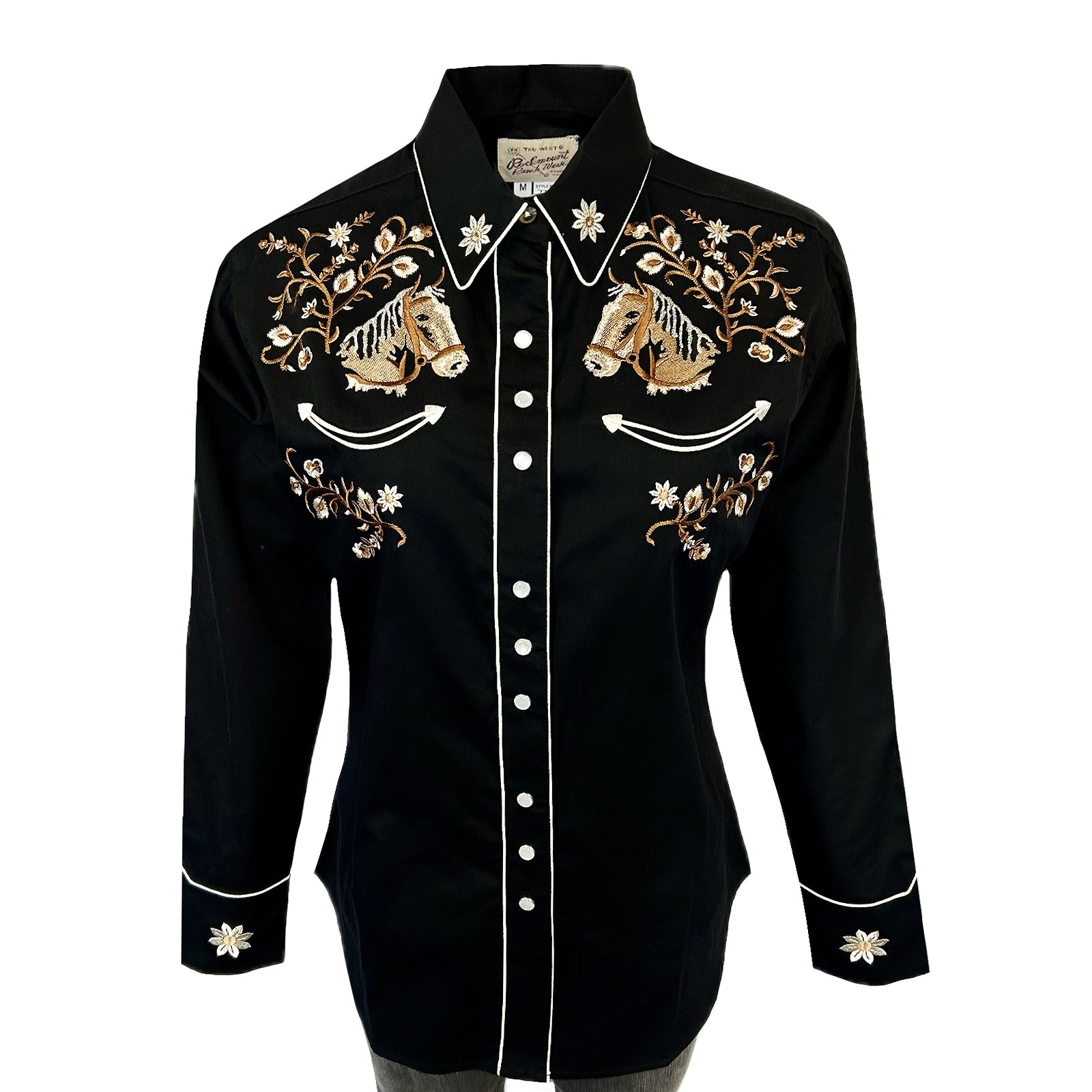 Women’s Vintage Horsehead & Floral Embroidered Western Shirt