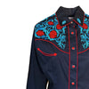Women's Vintage Floral Embroidery Black Western Shirt