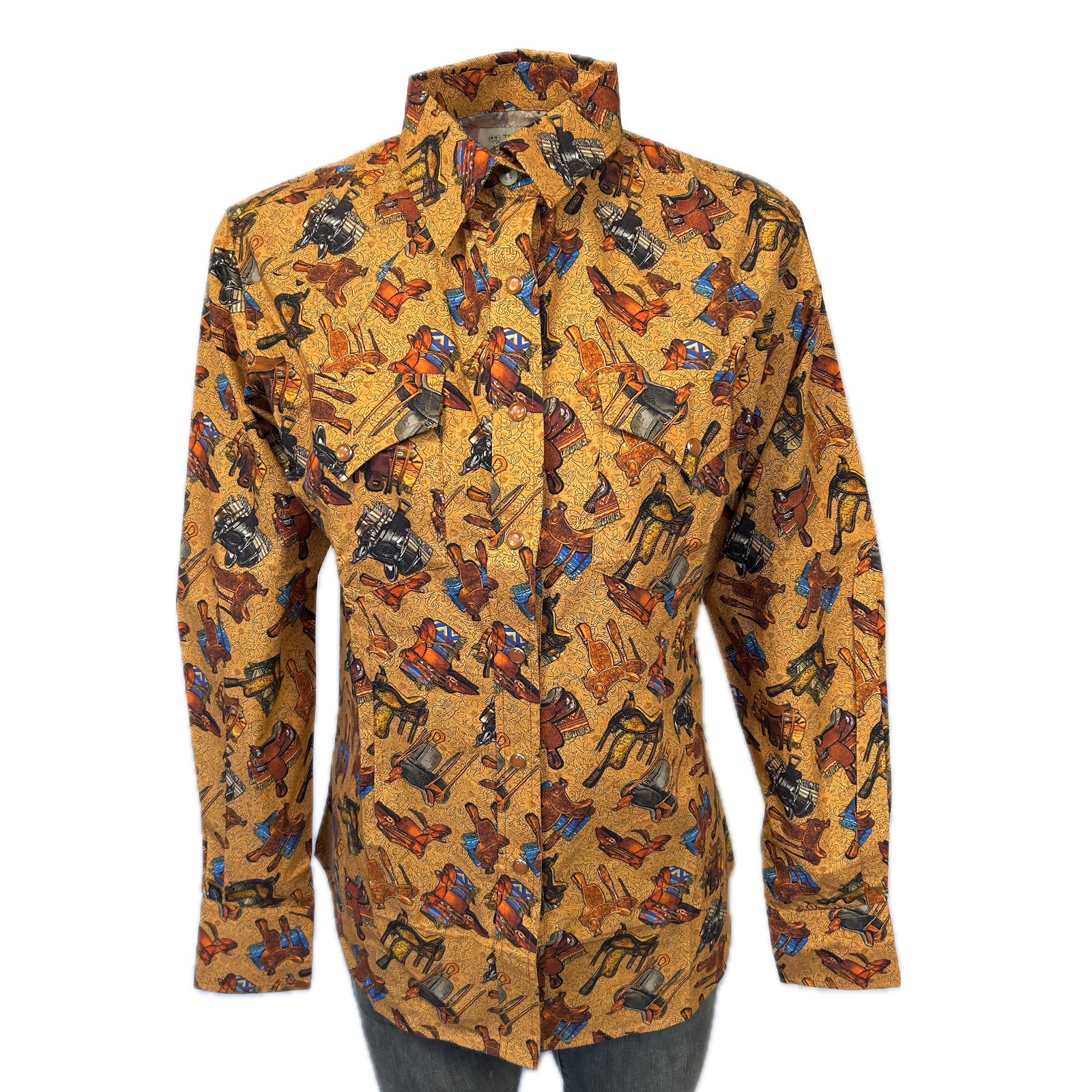 Women's Vintage Saddle Print Western Shirt