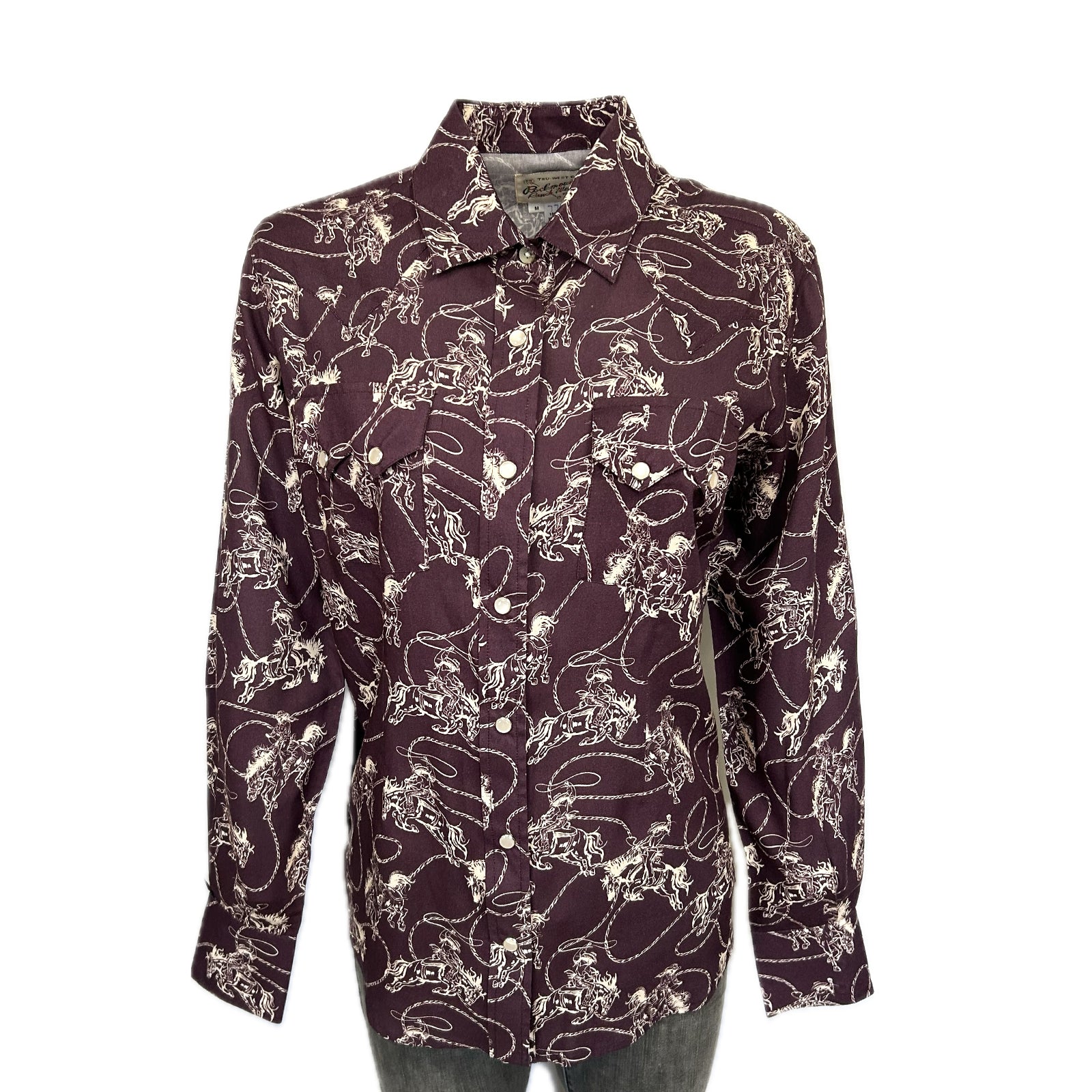 Women’s Burgundy Print Western Shirt
