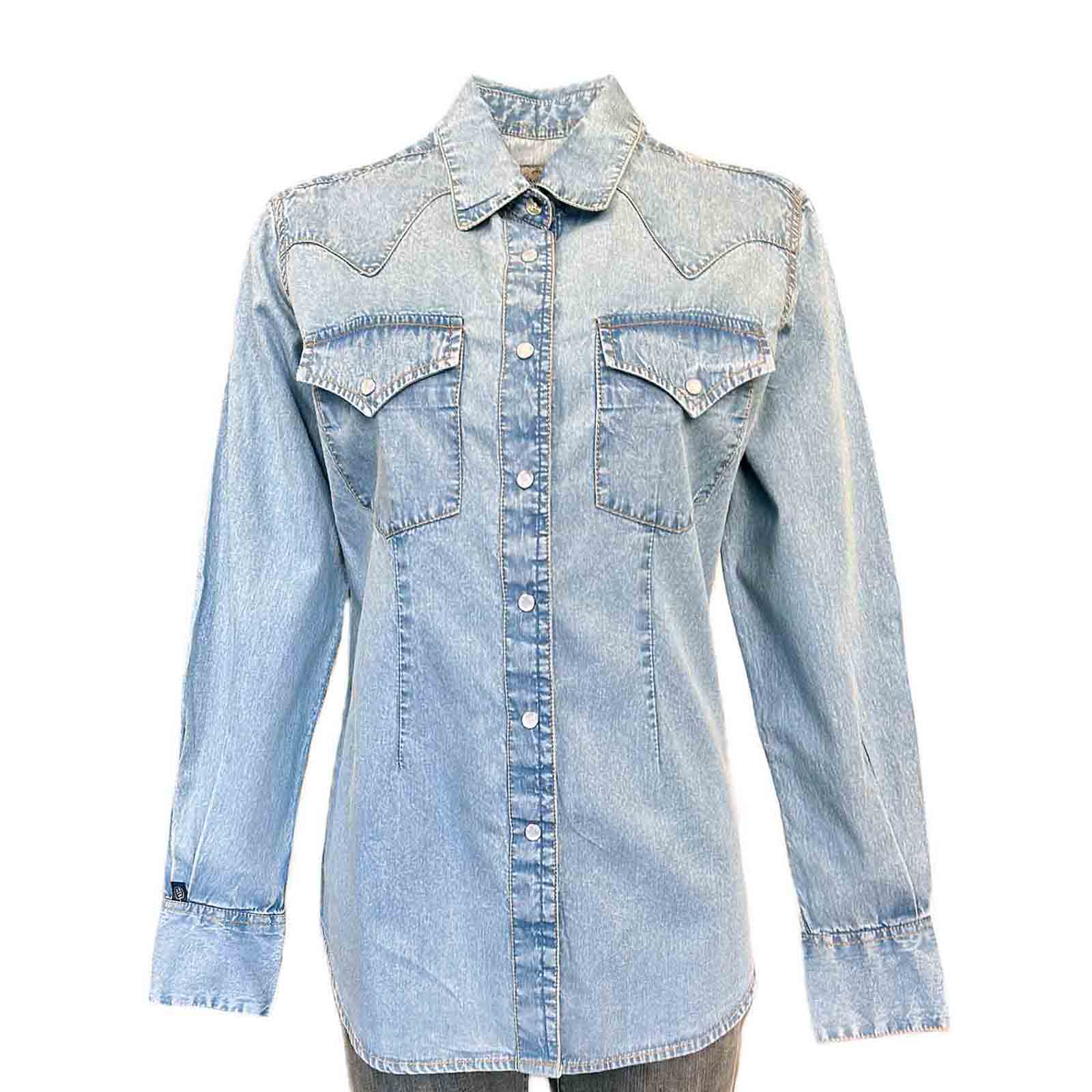 Women's Stonewashed Denim Classic Western Shirt