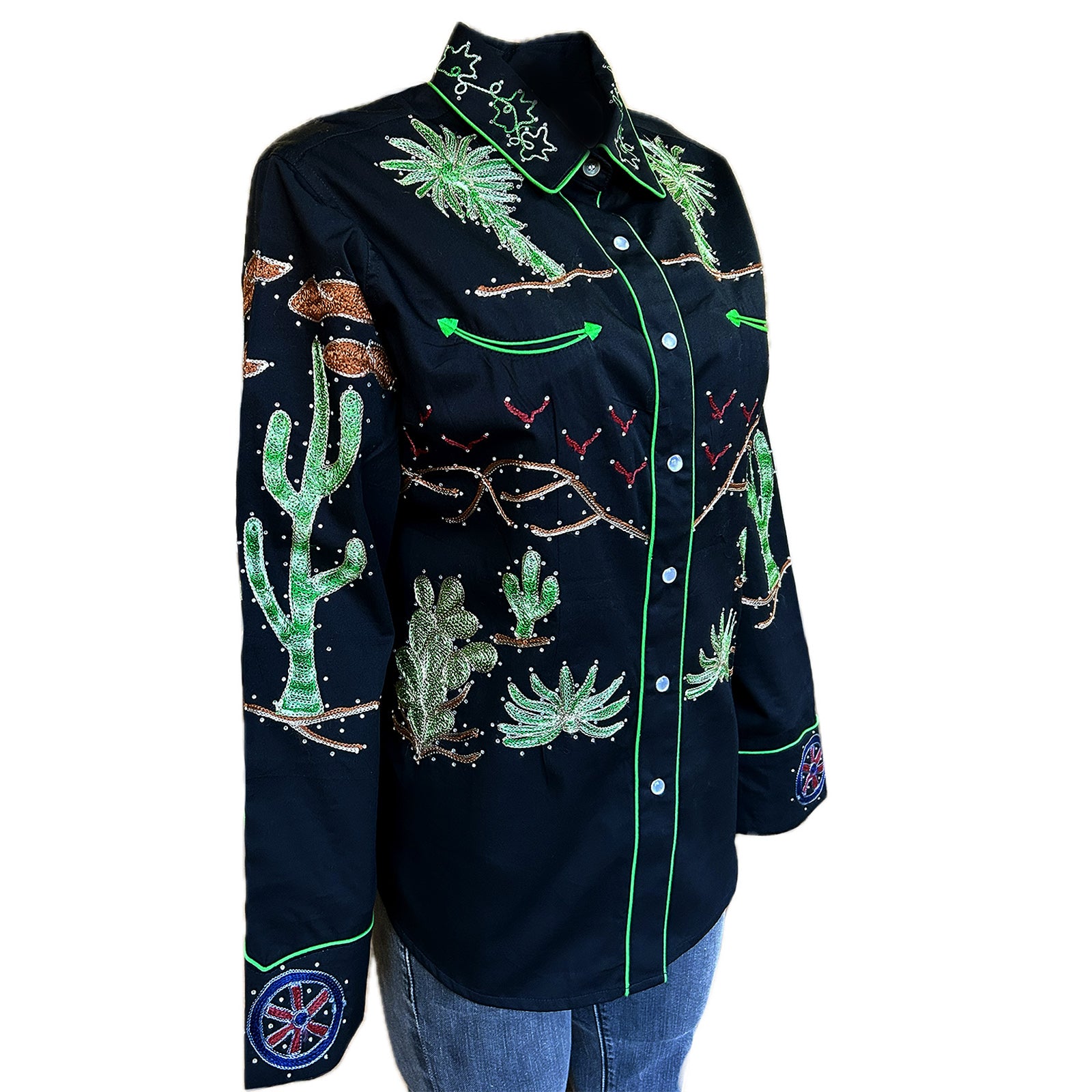 Women's Porter Wagoner Black Embroidered Western Shirt