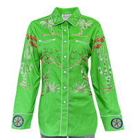 Women's Porter Wagoner Green Embroidered Western Shirt