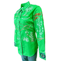 Women's Porter Wagoner Green Embroidered Western Shirt