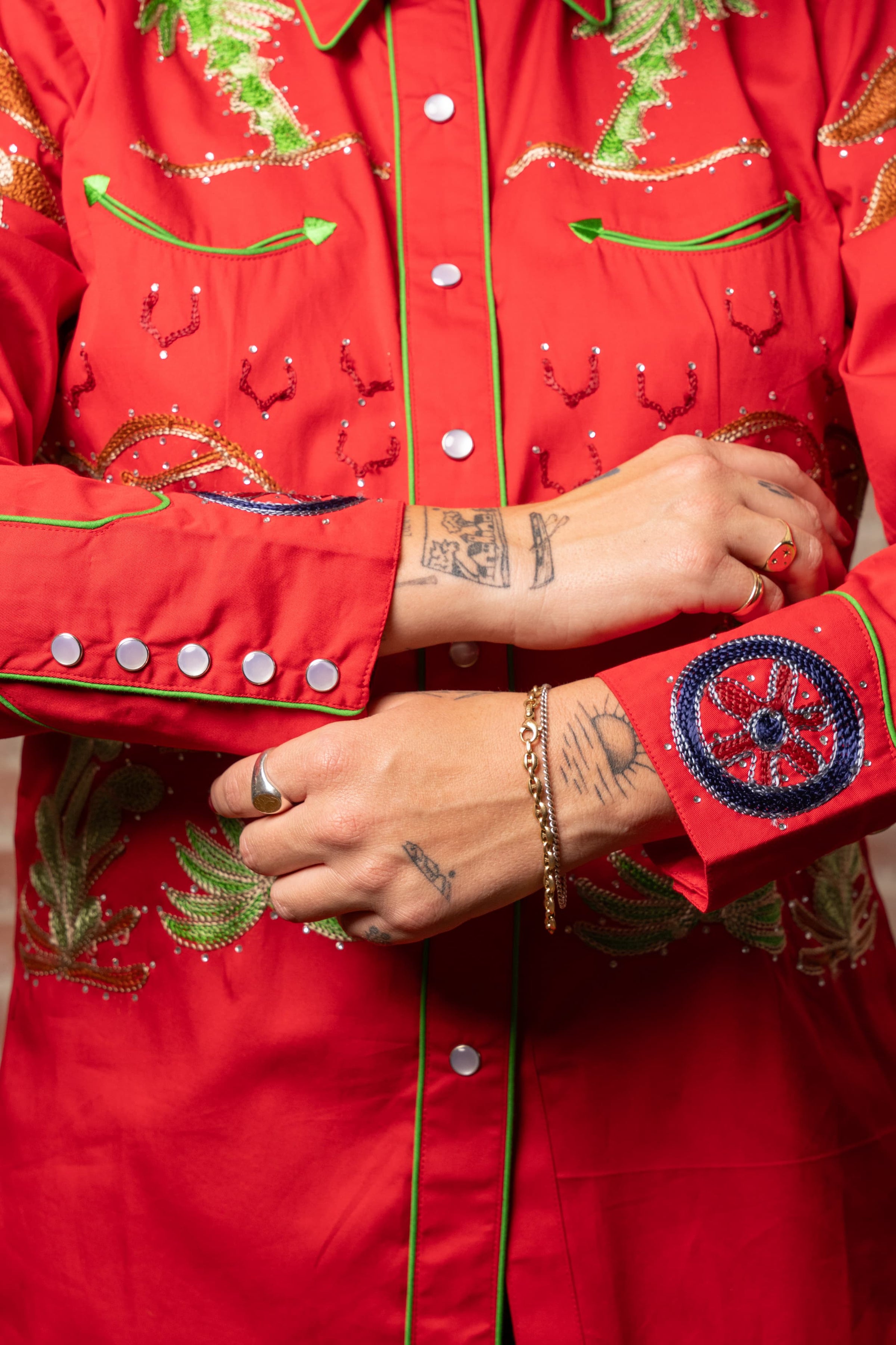 Women's Red Porter Wagoner Embroidered Western Shirt