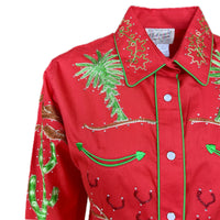 Women's Porter Wagoner Red Embroidered Western Shirt