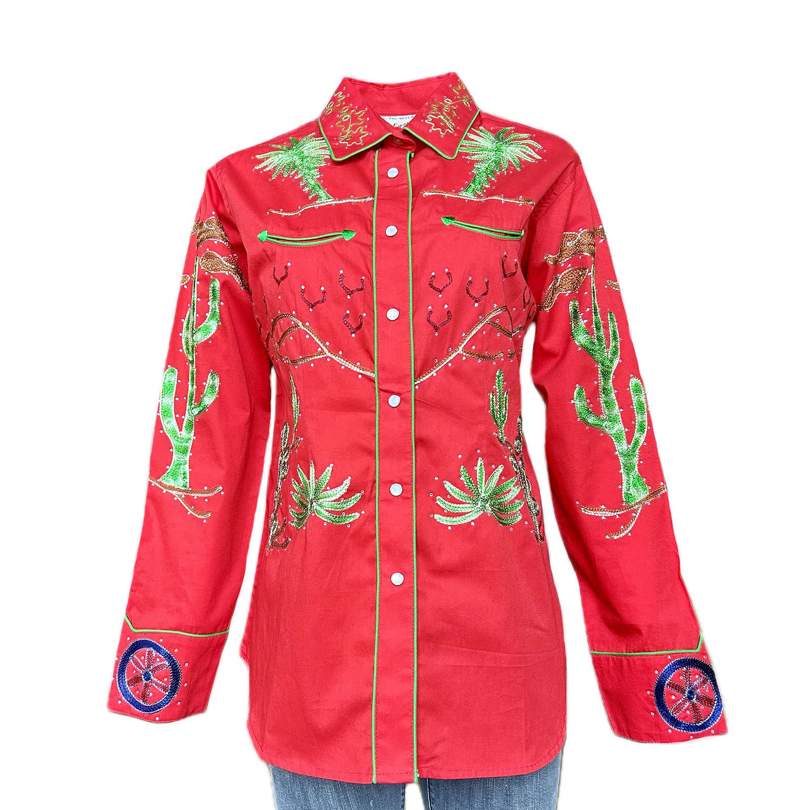 Women's Porter Wagoner Red Embroidered Western Shirt