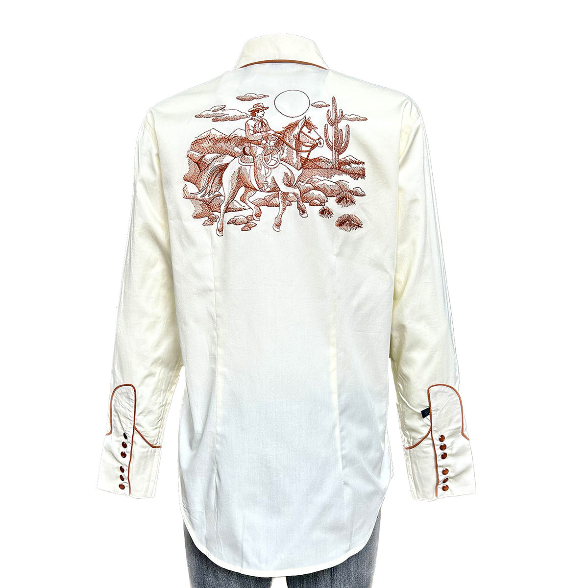 Women's Vintage Ivory Rider Embroidered Western Shirt