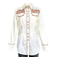 Women's Vintage Ivory Rider Embroidered Western Shirt