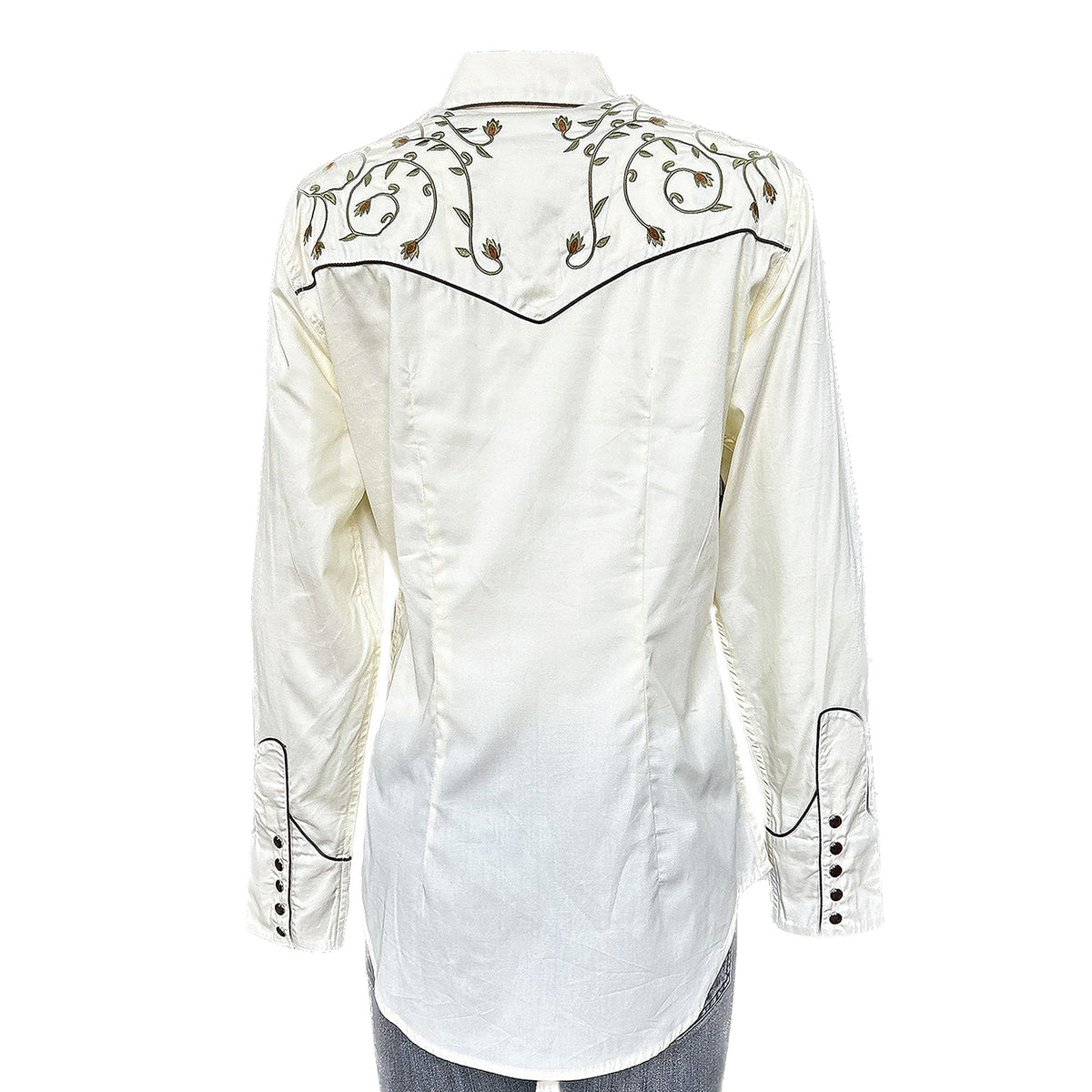 Women’s Rhinestones & Scrolls Embroidery Western Shirt in Ivory