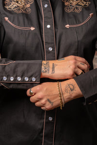 Women’s Black Boot Embroidered Western Shirt