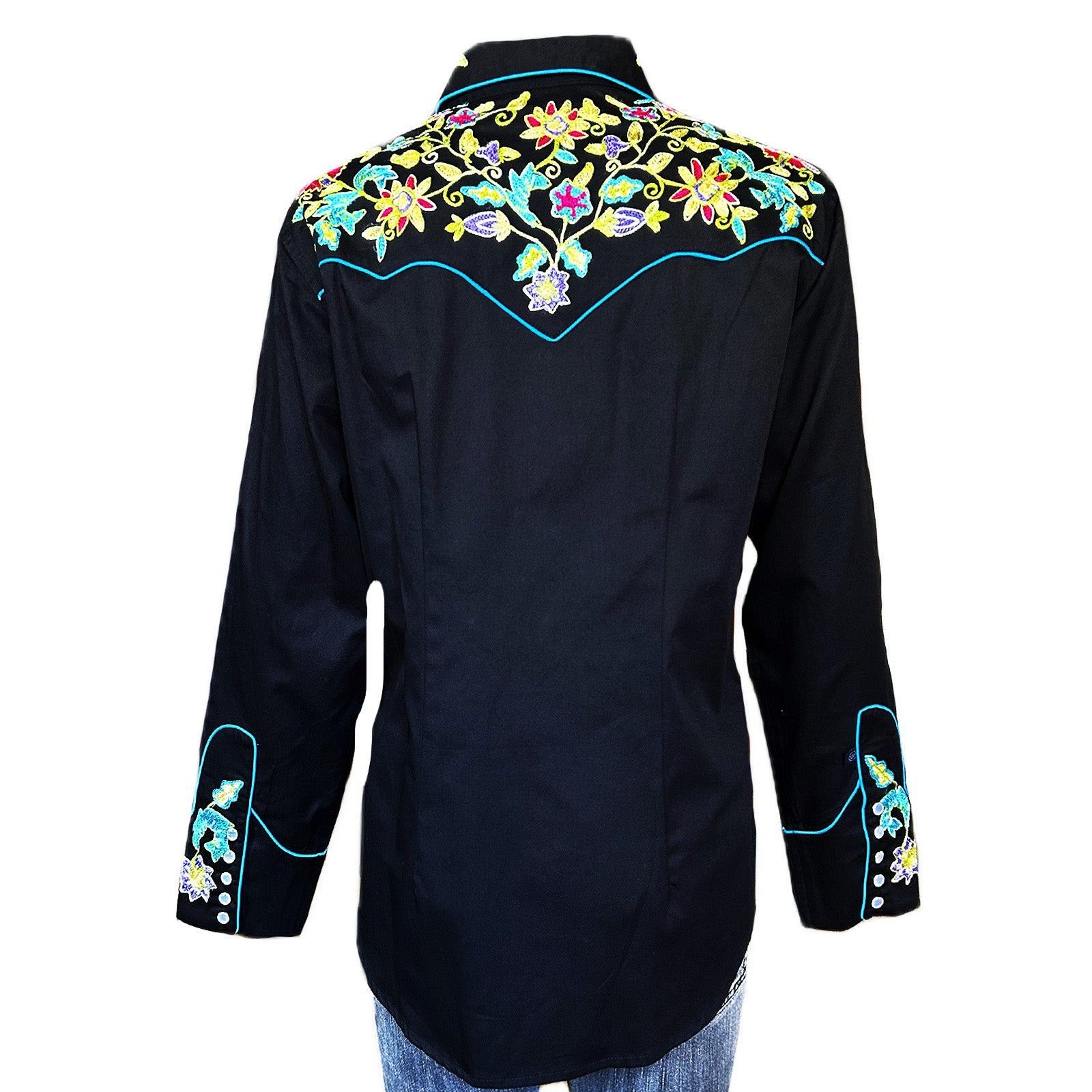 Women's Vintage Floral Bouquet Embroidered Western Shirt