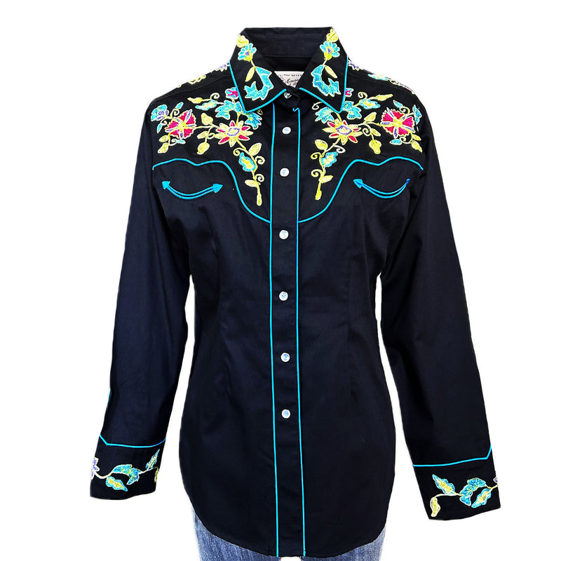 Women's Vintage Floral Bouquet Embroidered Western Shirt