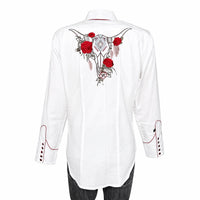 Women's Ivory Red Roses and Steerhead Embroidered Western Shirt