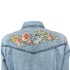 Women's Denim Pink Floral Embroidered Western Shirt