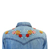 Women's Denim Shirt Dress with Floral Embroidery