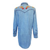 Women's Denim Shirt Dress with Floral Embroidery