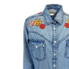 Women's Floral Embroidered Denim Western Shirt Dress