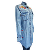 Women's Floral Embroidered Denim Western Shirt Dress