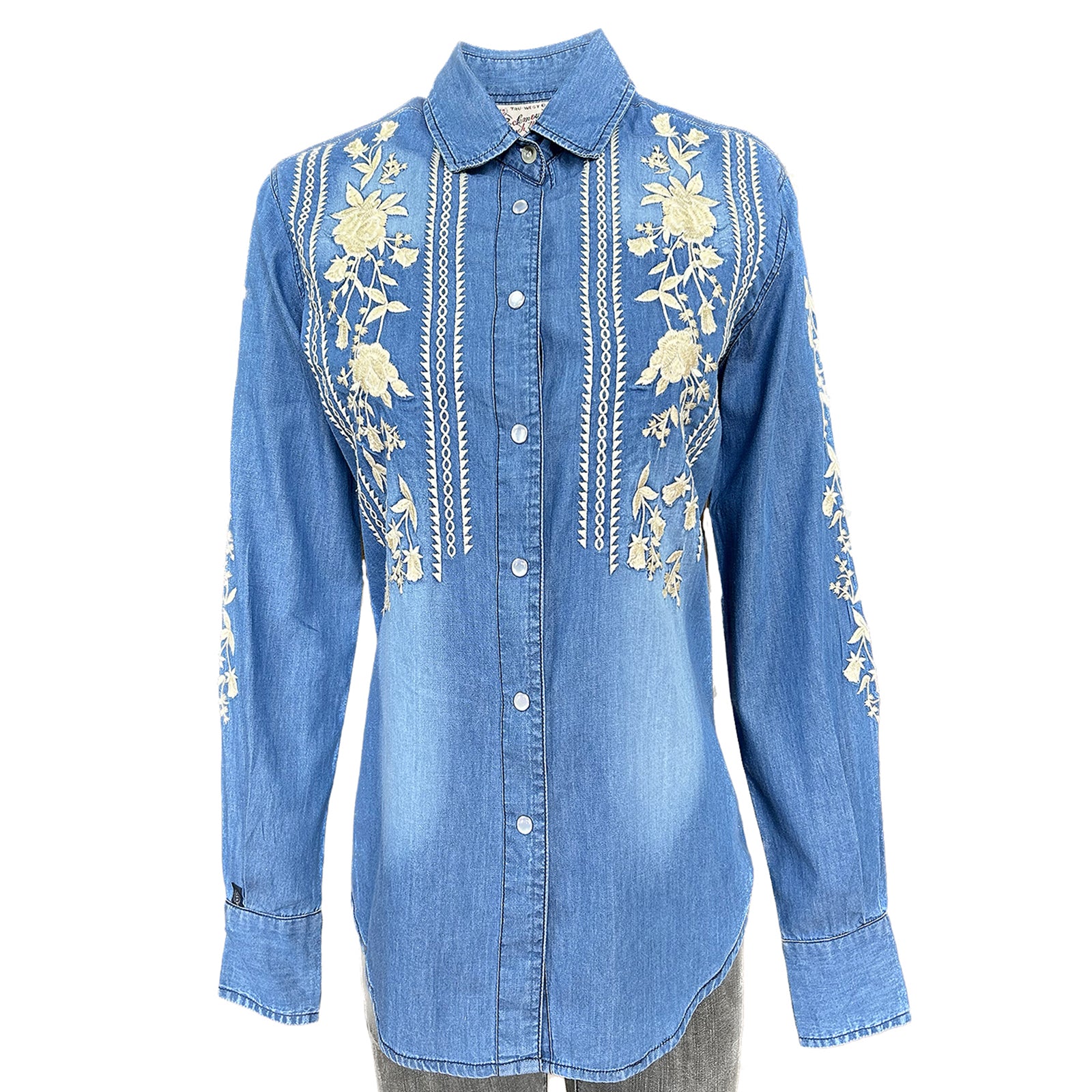 Women's Denim Boho Floral Embroidery Western Shirt – Rockmount