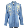 Women's Denim Boho Floral Embroidery Western Shirt