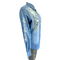 Women's Denim Boho Floral Embroidered Western Shirt