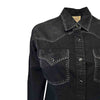 Women's Black Stonewashed Denim Blanket Stitch Western Shirt