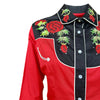 Women's Vintage 2-Tone Red Roses Embroidery Western Shirt