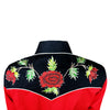 Women's Vintage 2-Tone Red Roses Embroidered Western Shirt