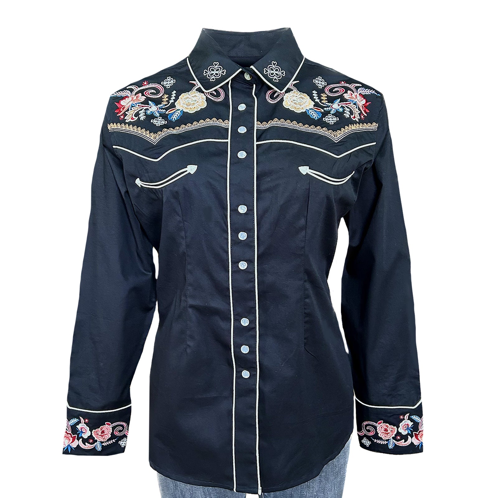 Women’s Vintage Floral & Stars Embroidered Shirt