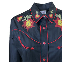 Women's Black Vintage Floral Embroidered Western Shirt