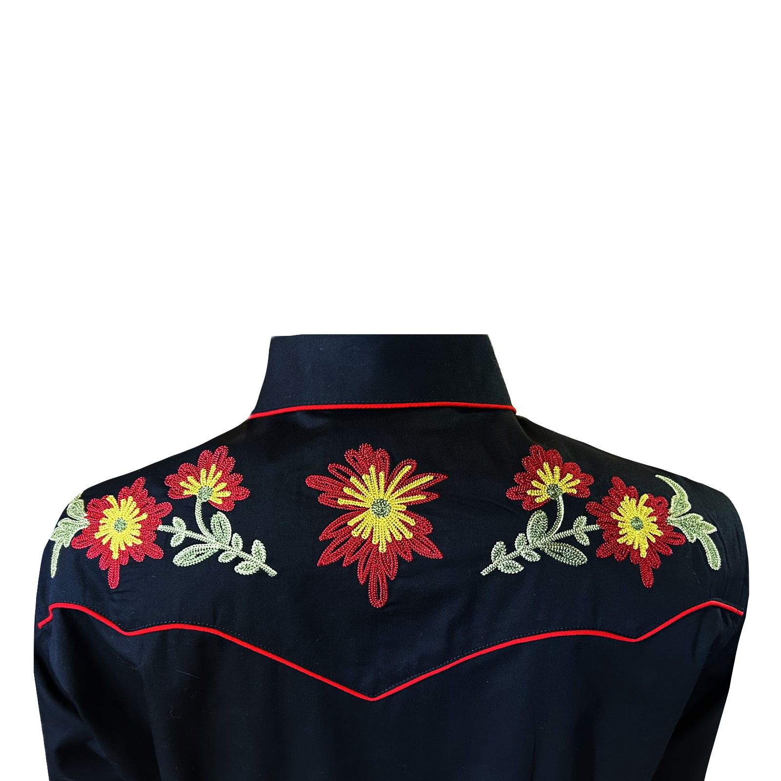 Rockmount Women's Black Floral Embroidery Cotton Gabardine Western Rockmount Women's Black Floral Embroidery Cotton Gabardine Western