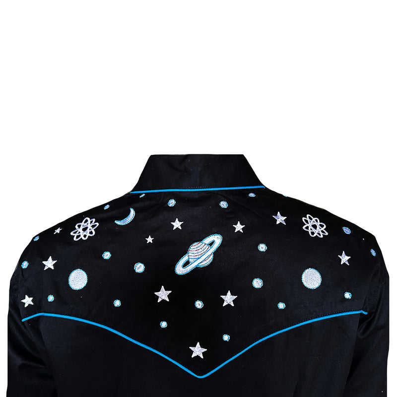 Women's Out of This World Embroidered Black Western Shirt